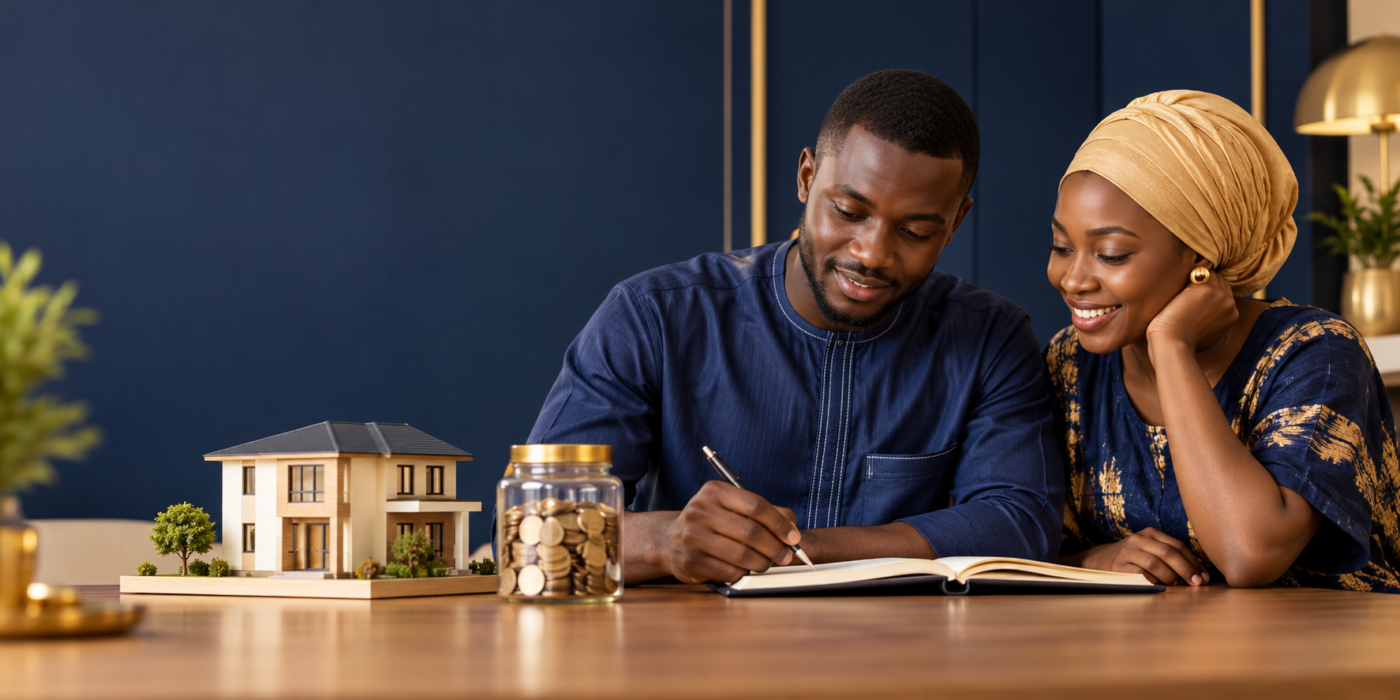 Gambian couple planning long-term savings and financial security